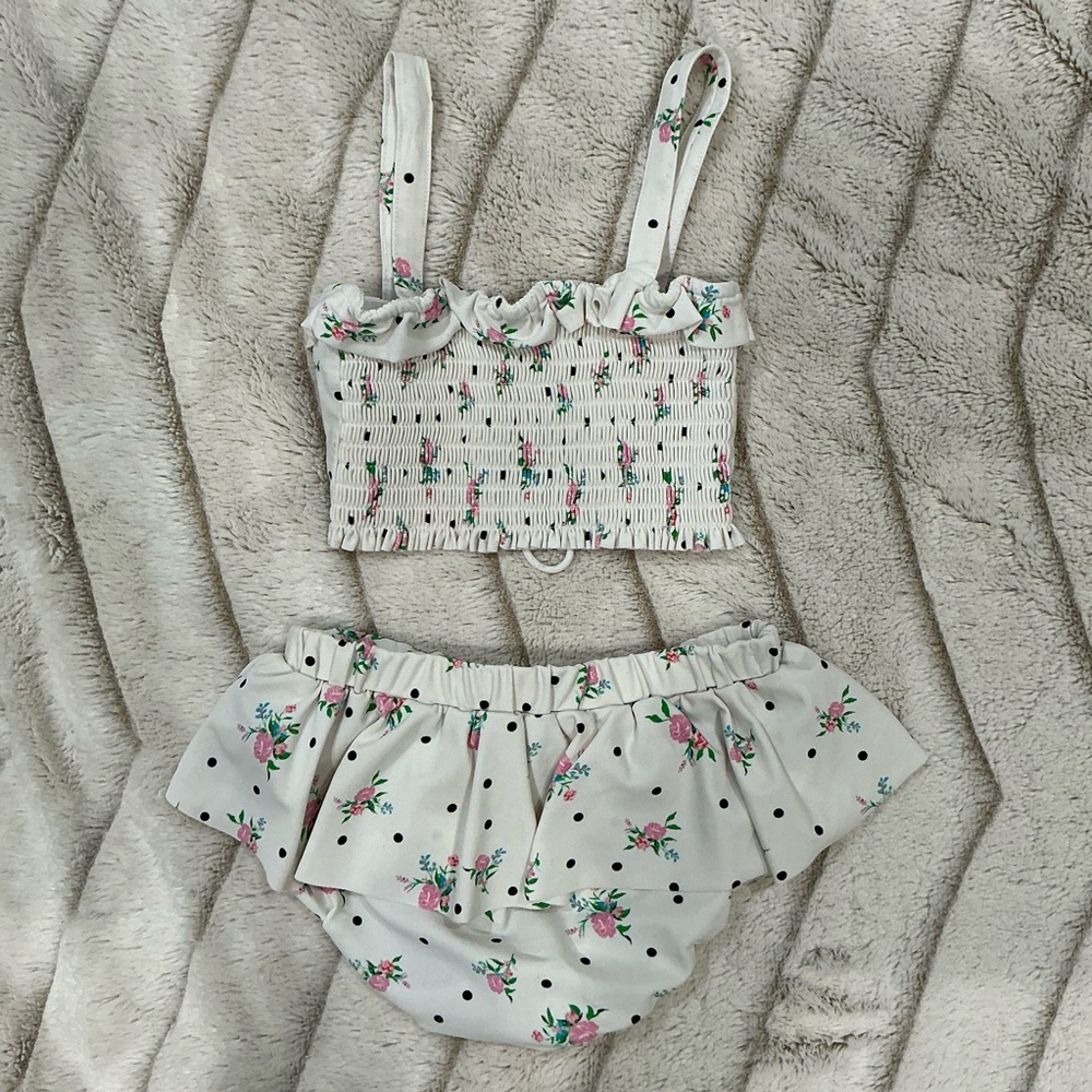 KIDS: For Love And Lemons Floral Polka Dot 2 Piece Bathing Suit - Picture 3 of 10
